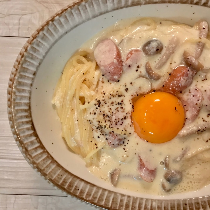ダシダで!豆乳カルボナーラ